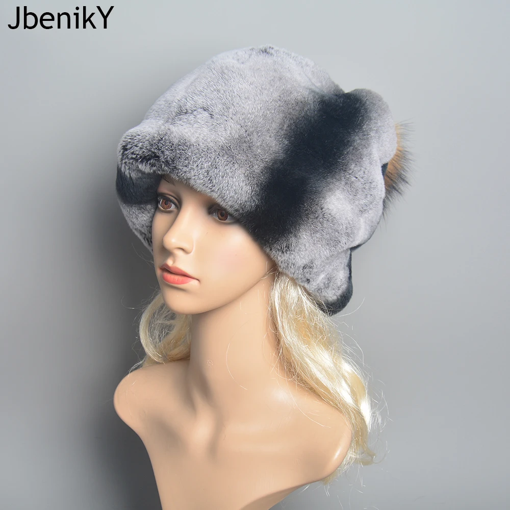 

Whole Real Rabbit Fur Hats for Women's Luxury Fashion Brand High Quality Cap Christmas hat Warm In Russian Winter lady Fur Hat