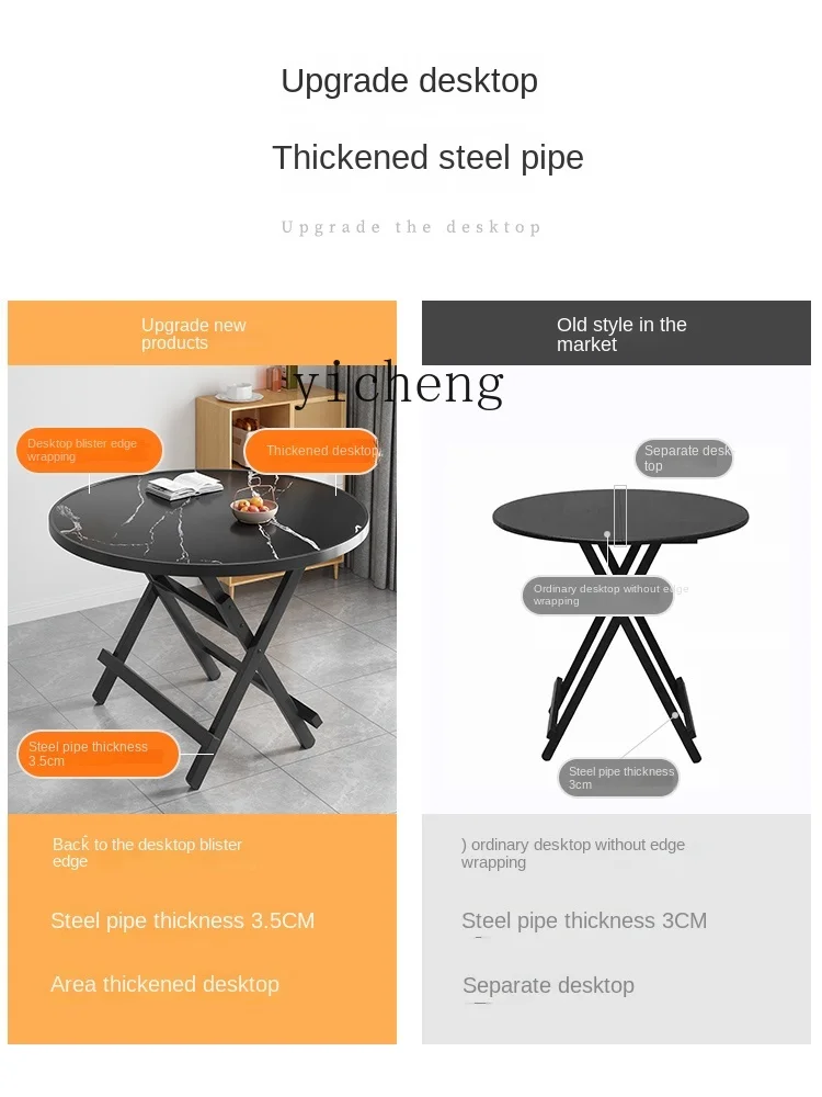 YFY Folding Table Small Apartment Rental Dormitory Dining round Table Household Dining