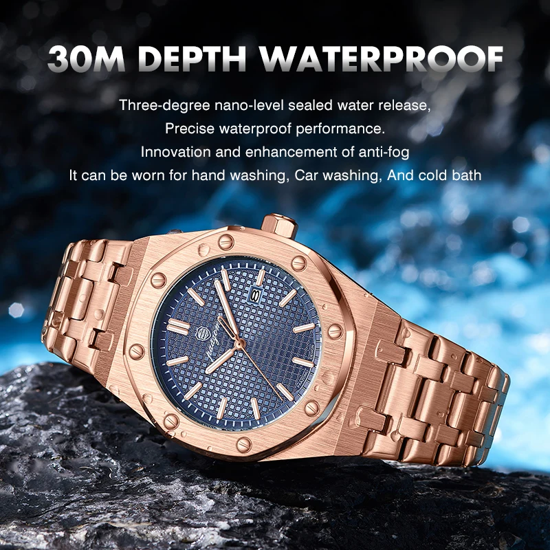 PAAZOMU Luxury Brand Quartz Watches Men Waterproof Luminous Date Wristwatch Male Stainless Steel Male Sport Chic Gents Watch