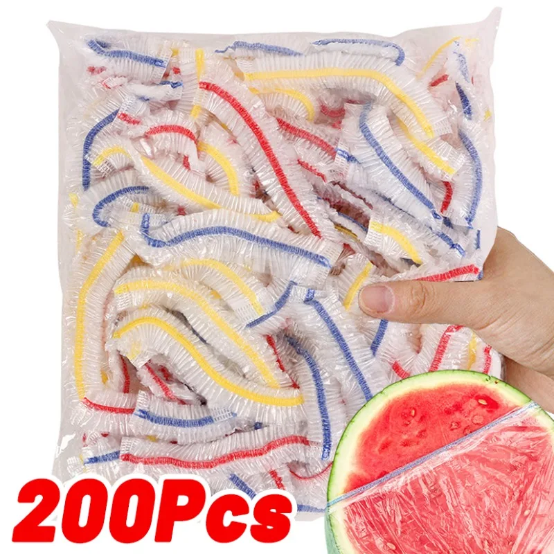 Colorful Disposable Food Cover Kitchen Plastic Elastic Wrap Food Covers Fresh-keeping Lid Plate Nylon Packaging Bags Storage Bag