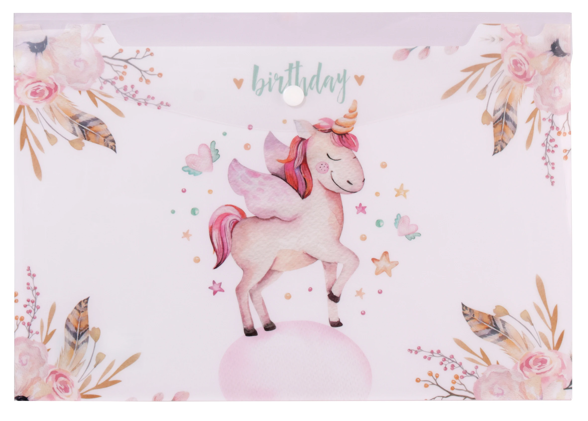 Comix AC419 Button bag A4 size 10pcs/setA4 durable cartoon student buttoned bag waterproof for storing important documents