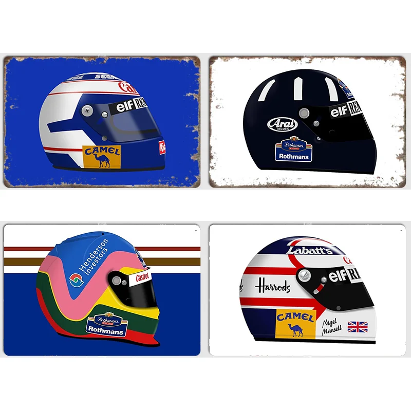 Póster Metálico Vintage de Alain Prost, Damon Hill, Nigel Mansell y Jacques Villeneuve, Decoración de Pared para Dormitorio, Decoración del Hogar