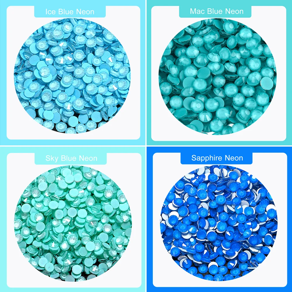 Blaue Neonfarbe ss3-ss30 Non-Hotfix-Strasssteine aus Glas mit flacher Rückseite für DIY-Kleidungsdekoration Strass стразы
