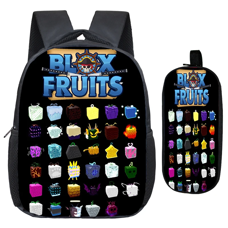 

Рюкзак с героями мультфильмов Blox Fruits для маленьких мальчиков и девочек, комплект из 2 предметов, милый школьный рюкзак для детского сада с пеналом, подарок