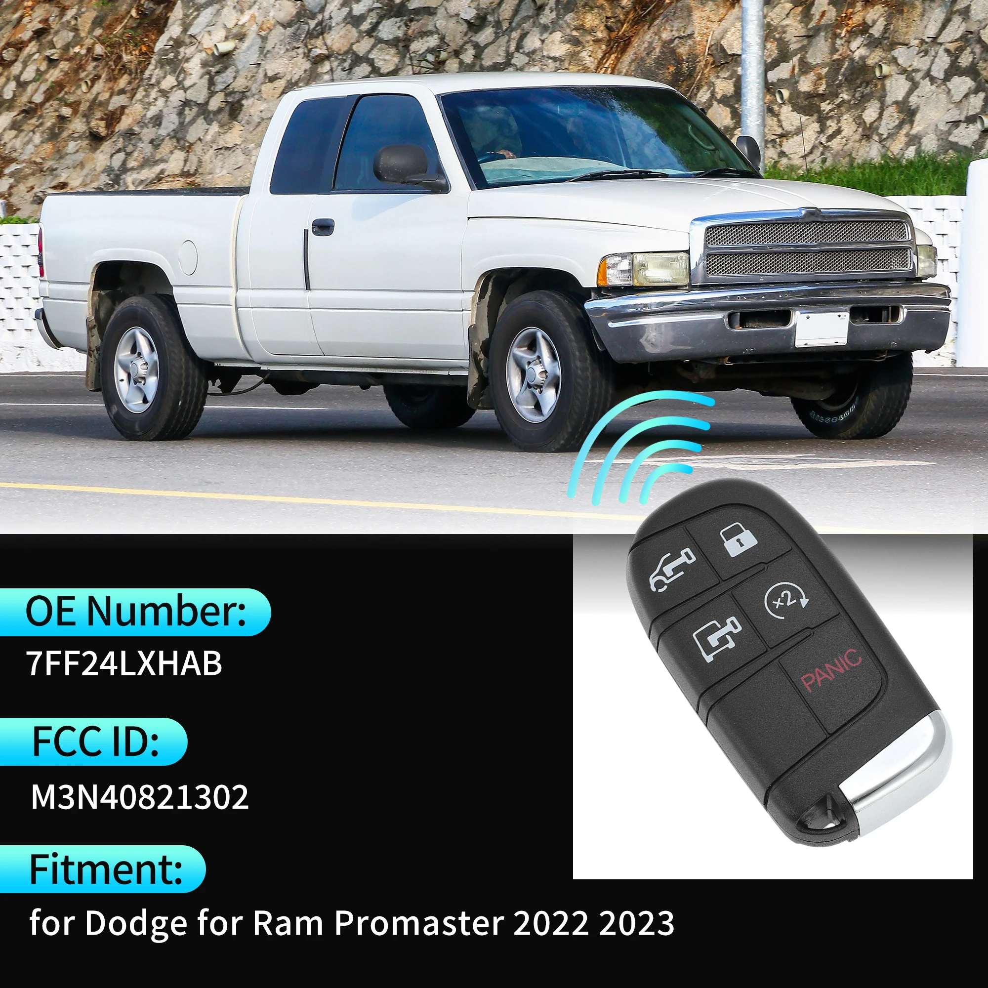 UXCELL M3N40821302 433 MHz Keyless Entry Remote Key Fob for Dodge for Ram Promaster