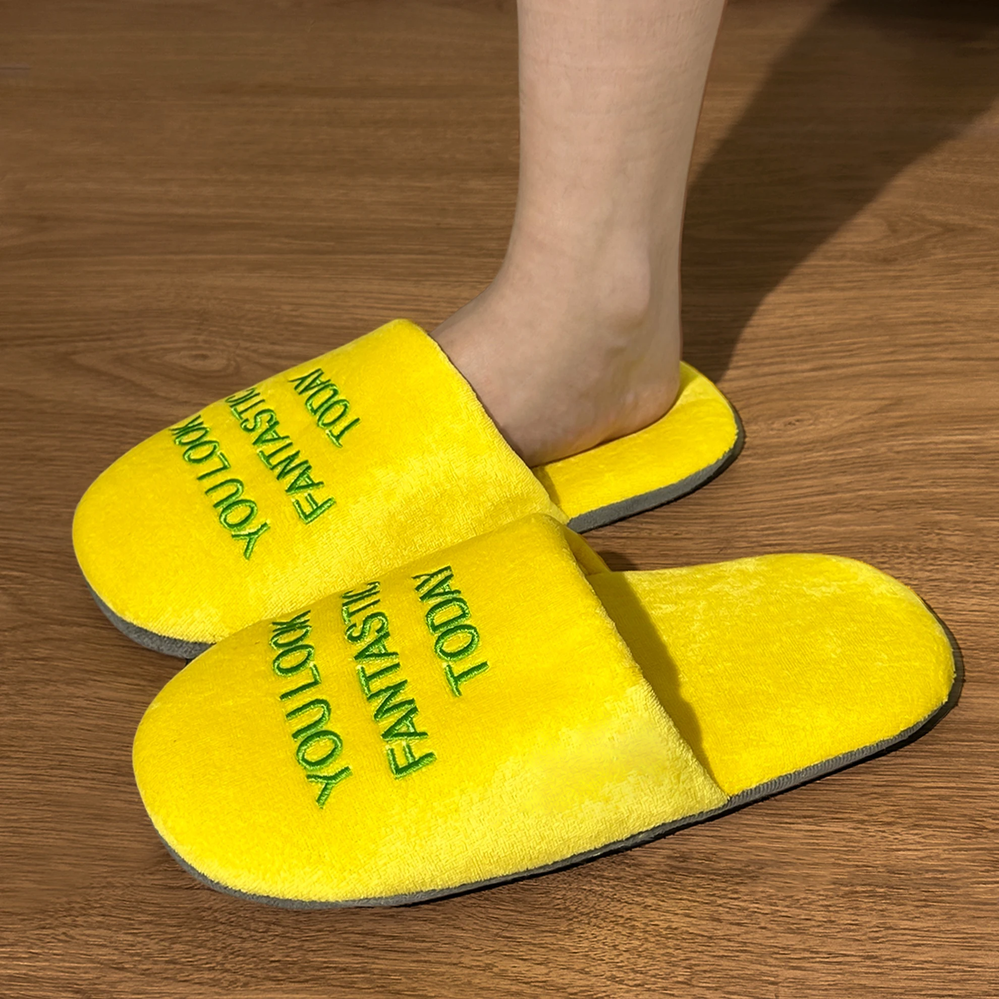 

You look amazing today - embroidered letter slippers to start your wonderful day with a full toe design, available in all sizes