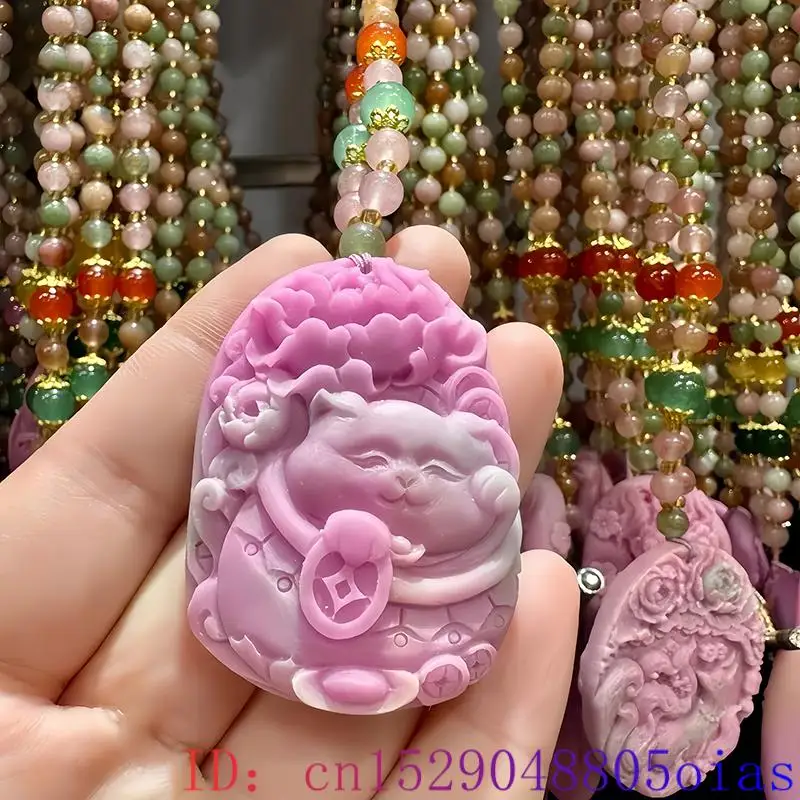 Natural Real Agate Fox Rose Pendant Jade Necklace Gemstone Talismans Designer Gifts for Women Carved Choker Fin Jewelry Stone