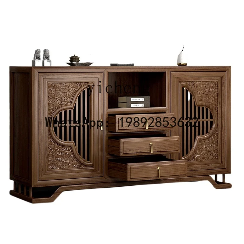 solid wood tea storage cabinet tea side dining side cabinet foyer rack display entrance locker 2