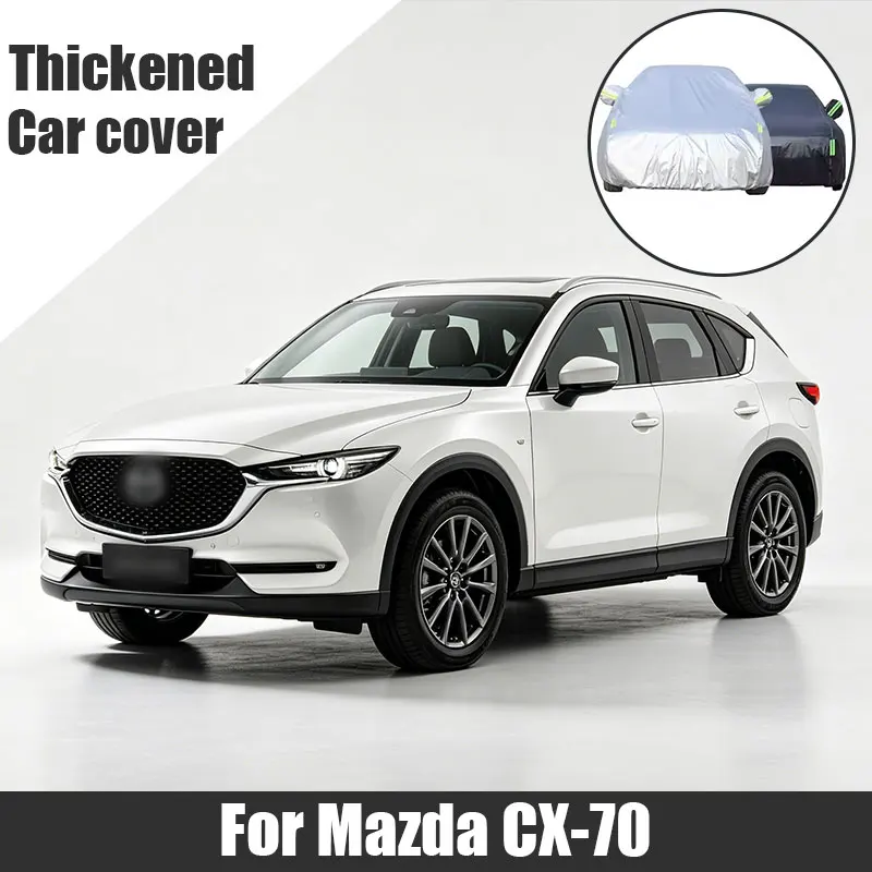 

For Mazda CX-70 Full Car Cover Side Zipper Design Waterproof Dustproof Sun Protection Outdoor Vehicle Cover