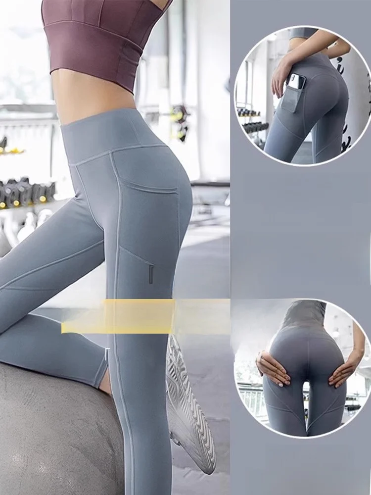 Damskie spodnie do jogi z wysokim stanem, wygodne, z ukrytym zamkiem błyskawicznym, spodnie modelujące sylwetkę, luźny krój, długie spodnie, odzież codzienna.