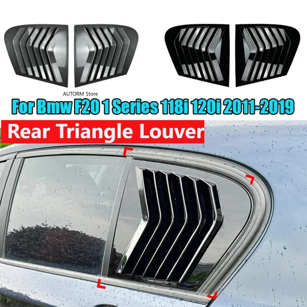 

Pair Rear Triangle Louver Air Splitter Window Sunshade Trim Side Window Spoiler Cover For Bmw F20 Hatchback 118i 120i 2011-2019