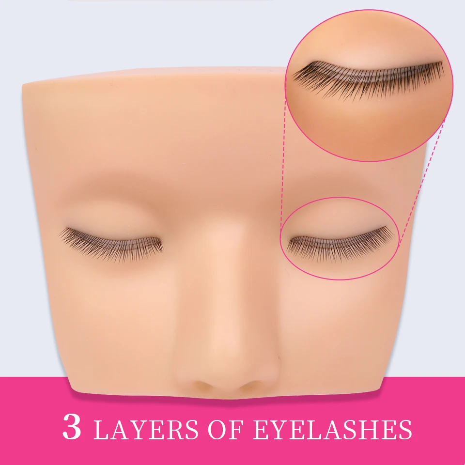 Tête de Mannequin d'entraînement de cils 3 couches de haute qualité pour la pratique du greffage de faux cils, outil de formation de cils, modèle de pratique de maquillage