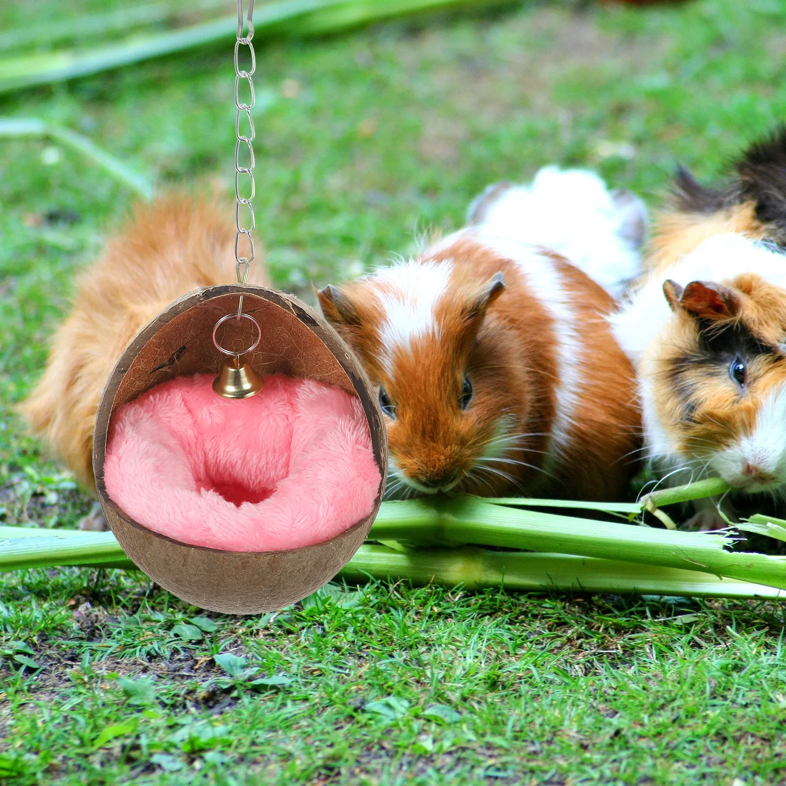 Coconut Shell Sleeping Bed Random Color Warm Nest Cushion for Hamster Guinea Pig Squirrel Small Animal House Bed