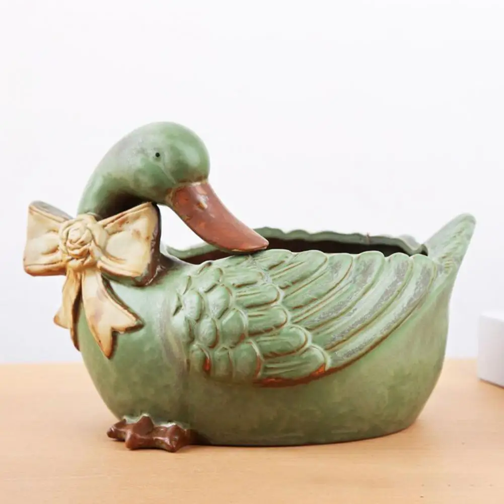 Retro Style Plant Pot Ceramic Flower Pot Retro Ceramic Flowerpot Planter Bowl Frog Bird Goose Hydroponics Pot Diameter Glazed