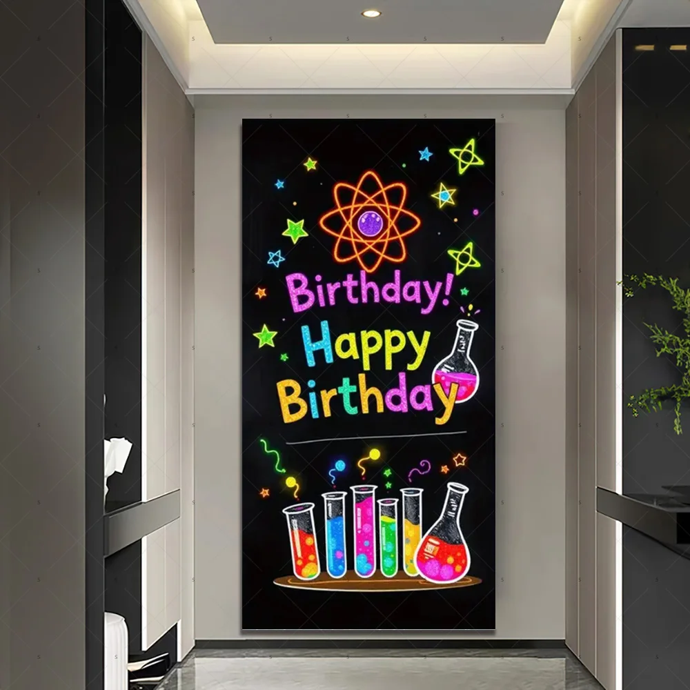 Chemistry Experiment Door Cover Background Laboratory Equipment Backdrop Science Experiment Party Decoration Photography Props