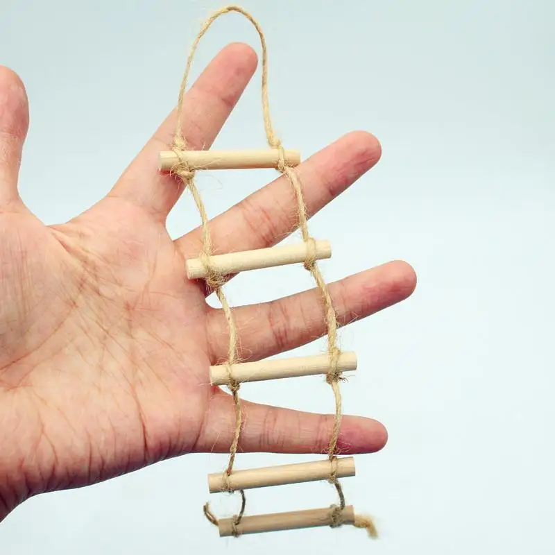 Dollhouse Mini Wooden Hemp Rope Hanging Ladder Pet Gardening Miniature Scene Model Toys Doll House Accessories
