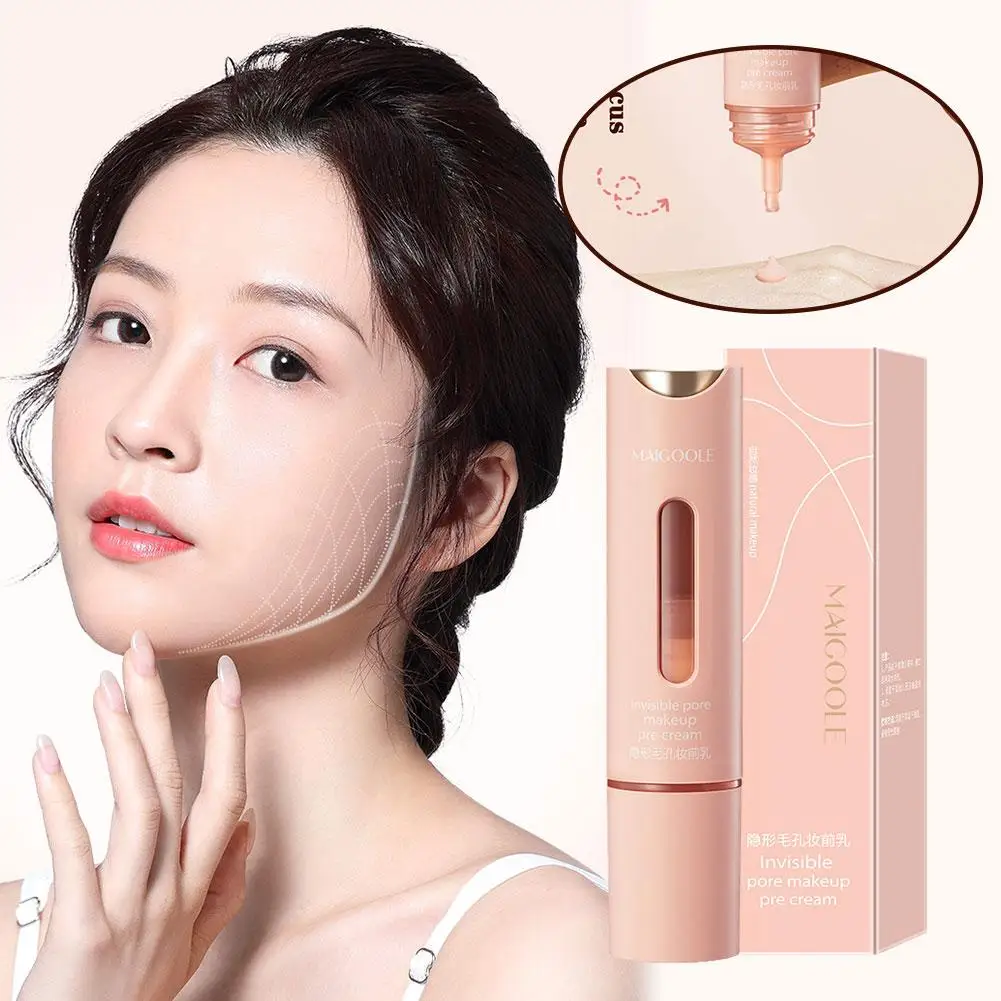 Invisible Pore Makeup Primer Cream Smooths Fine Lines Natural Cosmetics Isolation Brighten Face Moisturing Oil-Control Whit W5Z2