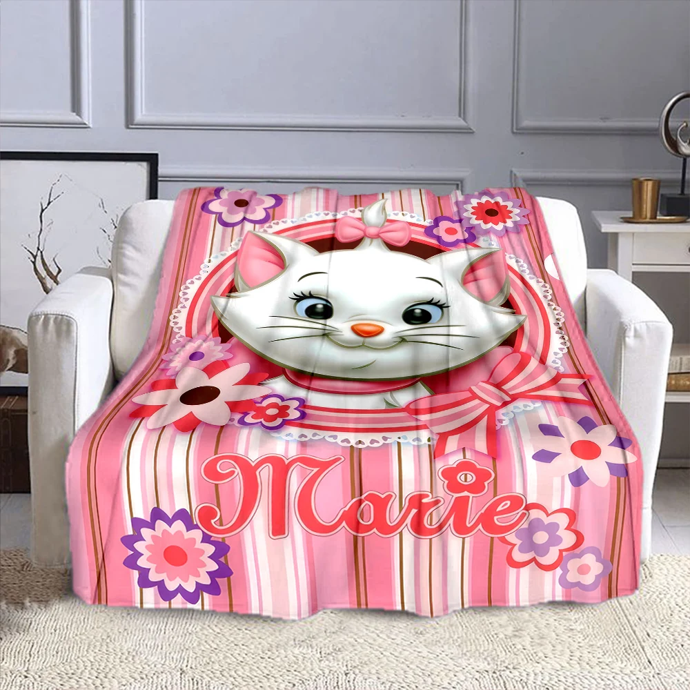 Disney Marie Cute Cat Printing Blanket Adult Children Warm Blankets Home Travel Soft and Comfortable Blanket Throw Blanket