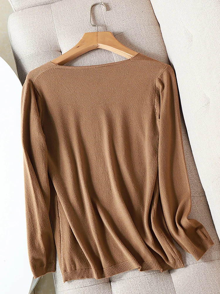 2024 autumn winter Sweater Knitted Pullover women v-neck oversize sweater female loose long sleeve sweater top Jumper