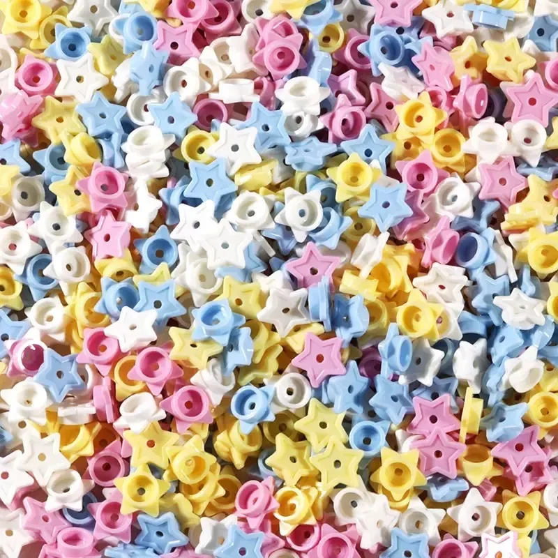 Hole Pentagram Star Building Blocks,Mini Filler Particles for Squeeze Crunch Ball,Slime,Multicolor DIY Scene Craft Accessories