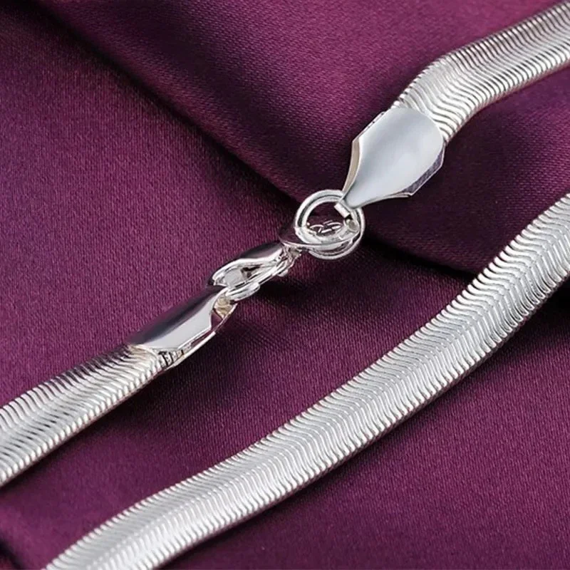 925 Sterling Silver Flat Snake Chain Necklace, Unisex