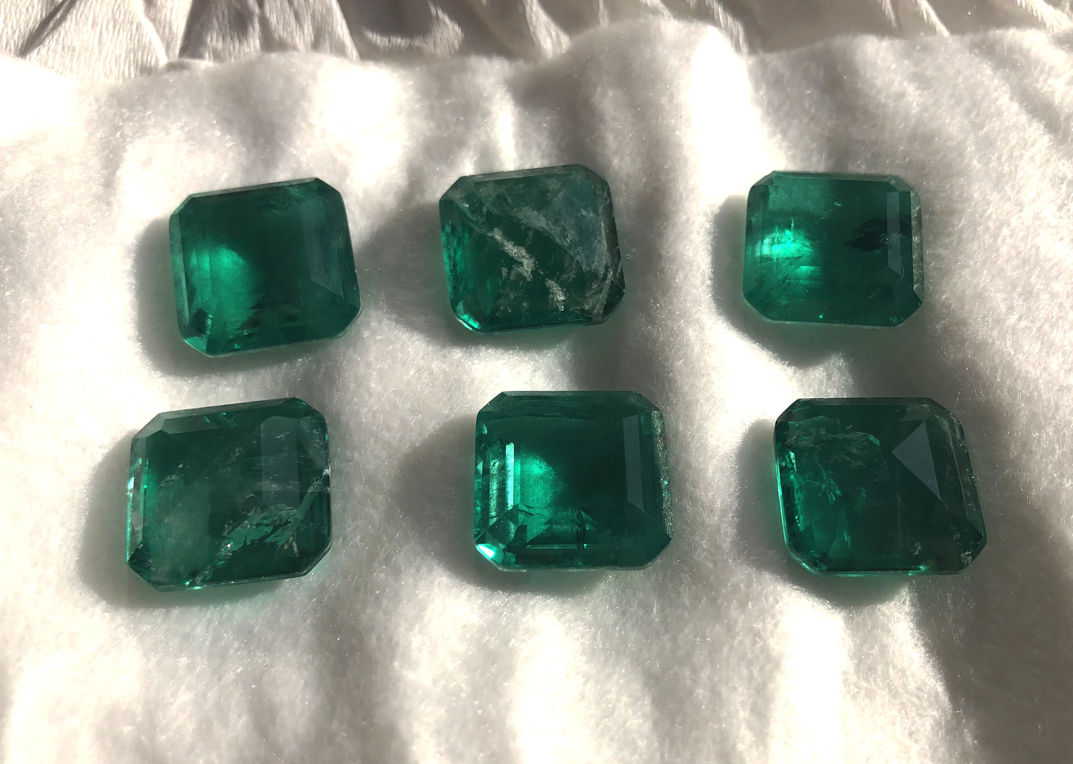 18.5x18.5mm Synthetic Zambia Emerald Loose Gemstone Square Emerald Cut With Inclusions & Abrasions Natural For Jewellery Making