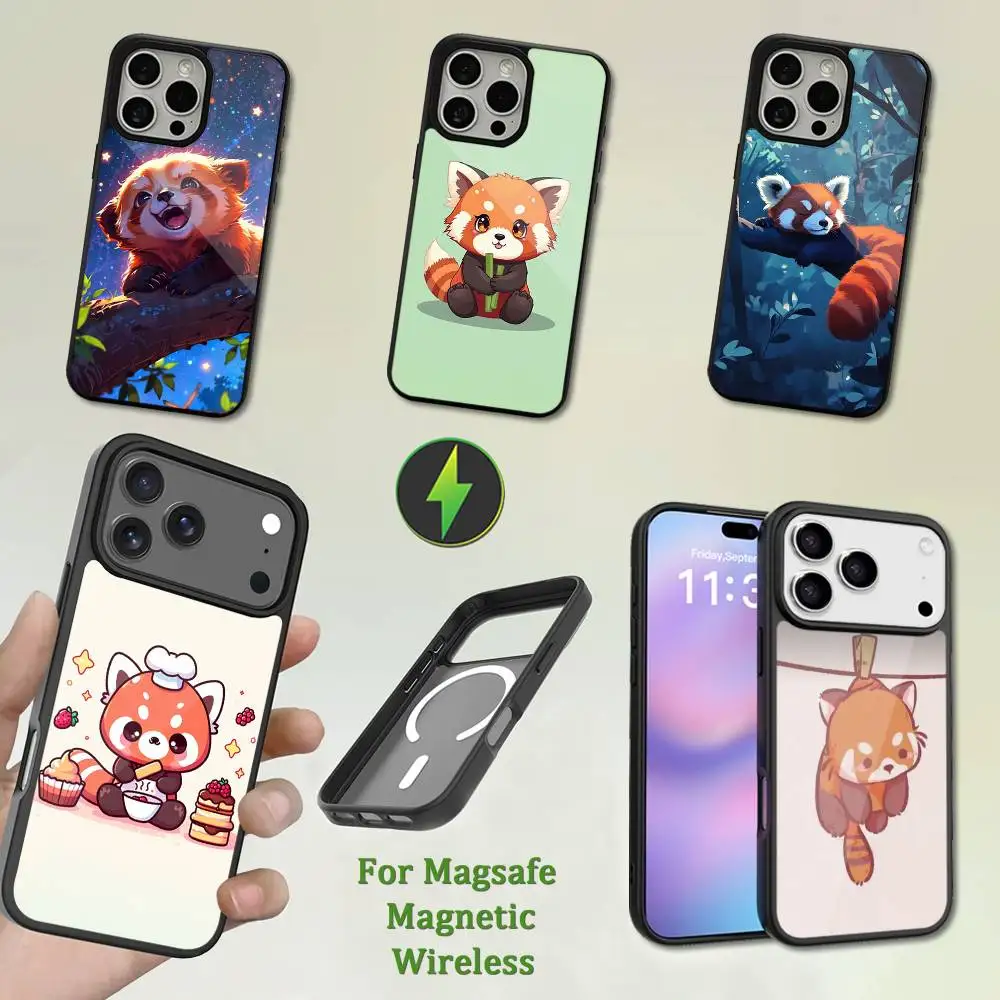 

Cute Cartoon Red Panda Phone Case For iPhone 13,12,11,16,15,17,14,Pro,Max,Plus,Mini, With Magsafe,Magnetic Wireless Charging