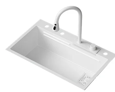 Sink, large single slot, 304 stainless steel vegetable wash basin, kitchen sink, household sink, under table basin, milky white