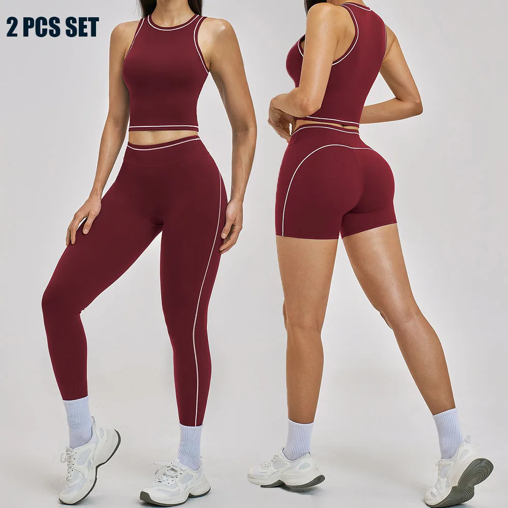 2 Piece Yoga Set Women's Tracksuit Shockproof Workout Clothes Gym Clothes Female Gym Push Up Set High Waist Leggings Yoga Suit