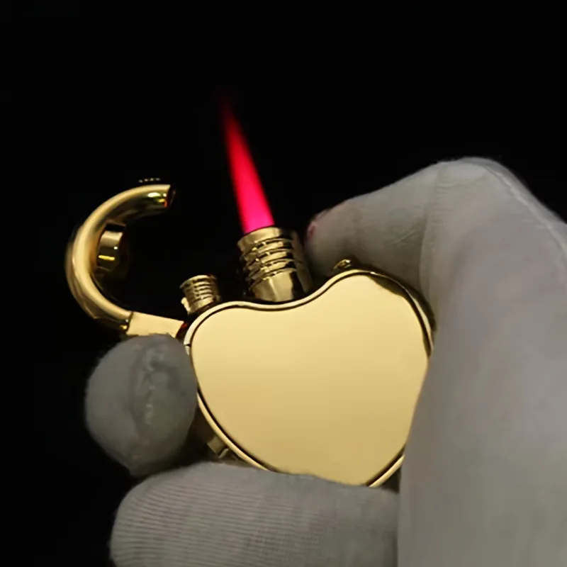 

Heart Shape Butane Gas Lighter Portable Cool Red Flame Lady Gadget Small & Cute Reusable Inflatable Butane Gas Lighters Smoking