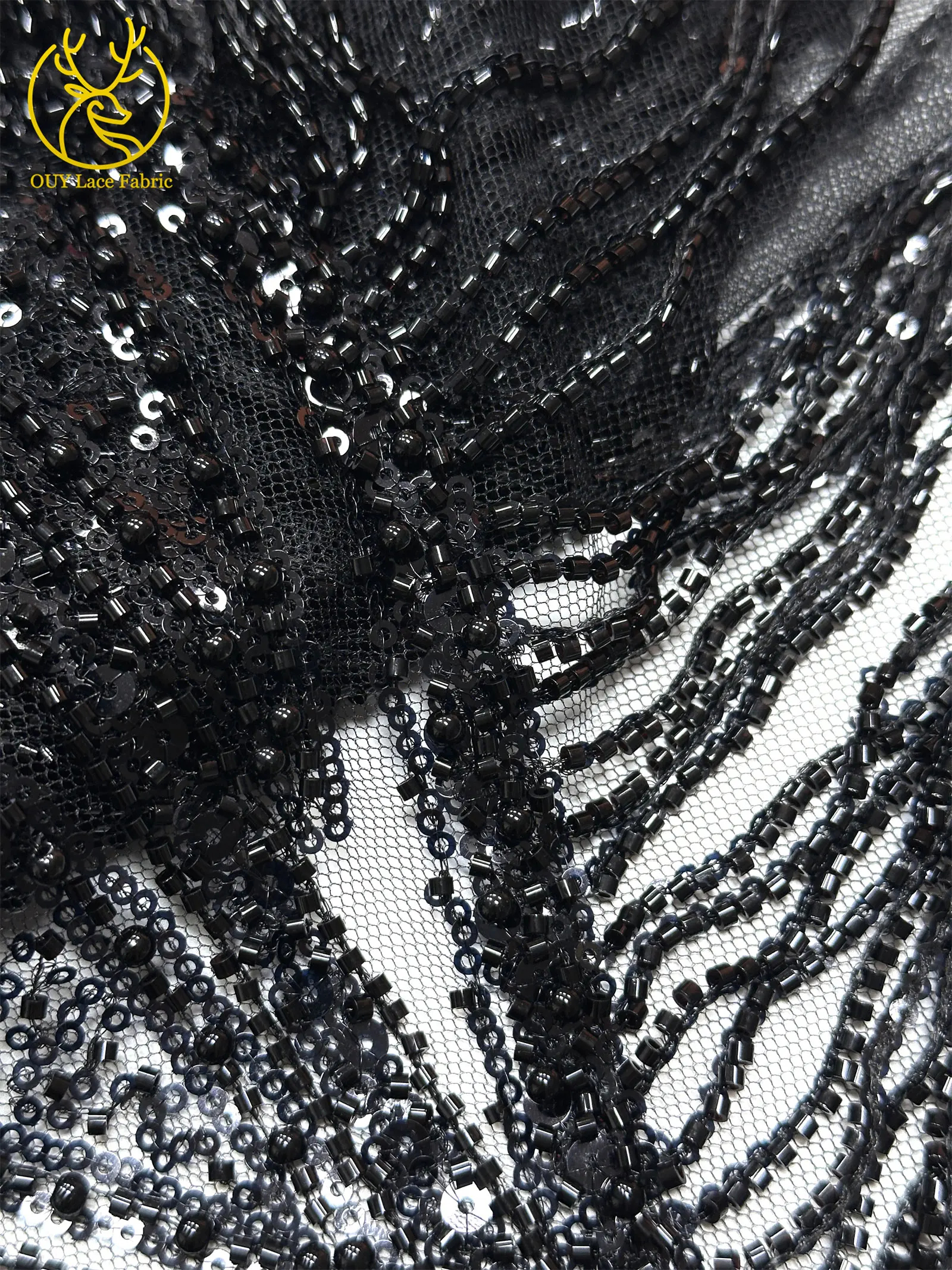 Königsblauer Afrikanischer 3D-Anhänger Perlenbesetzter Spitzenstoff 2026 Hochwertige Nigerianische Pailletten-Spitze für Brautkleider und Festkleider – Detail 30