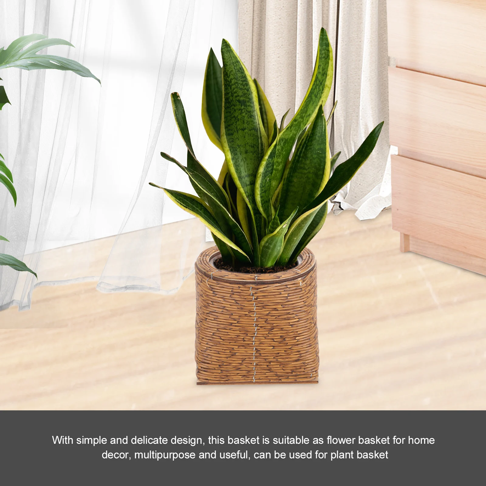 

Imitation Rattan Flower Pot Hand Woven Basket Jute Planter Storage Container for Succulents Plant Vase Rattan Woven Planter