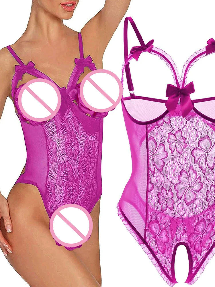 여성 포르노 속옷 레이스 속이 비치는 오픈 브라 세트 플러스 사이즈 섹시 코스튬 딥 V넥 테디 바디수트 에로틱 크로치리스 란제리 세트