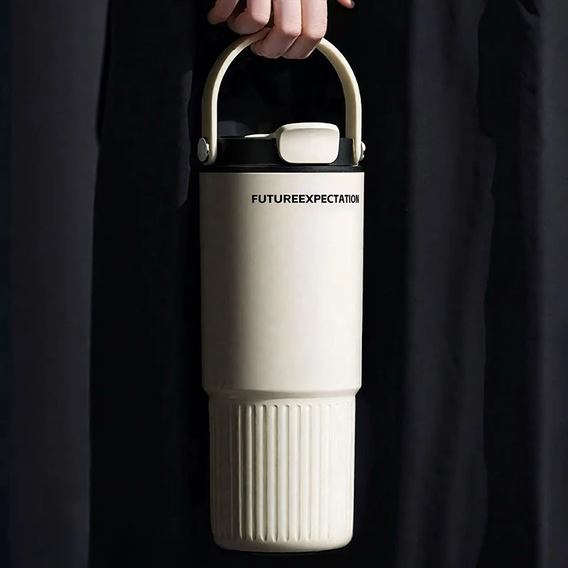 720ml Large Capacity Car Travel Mug Thermos Cup For Hot And Cold Dual Use Portable Tumbler With Handle Leakproof Design Daily