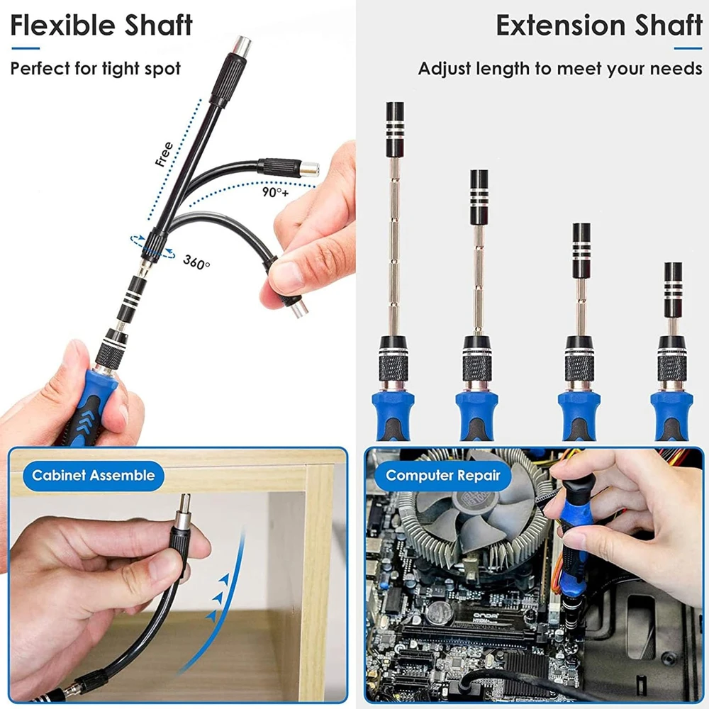 Galacok Precision Screwdriver Set 142 in 1 Magnetic Repair Tool Kit with 120 Torx Phillips Hex Bits for iPhone Xiaomi Jewelry PC