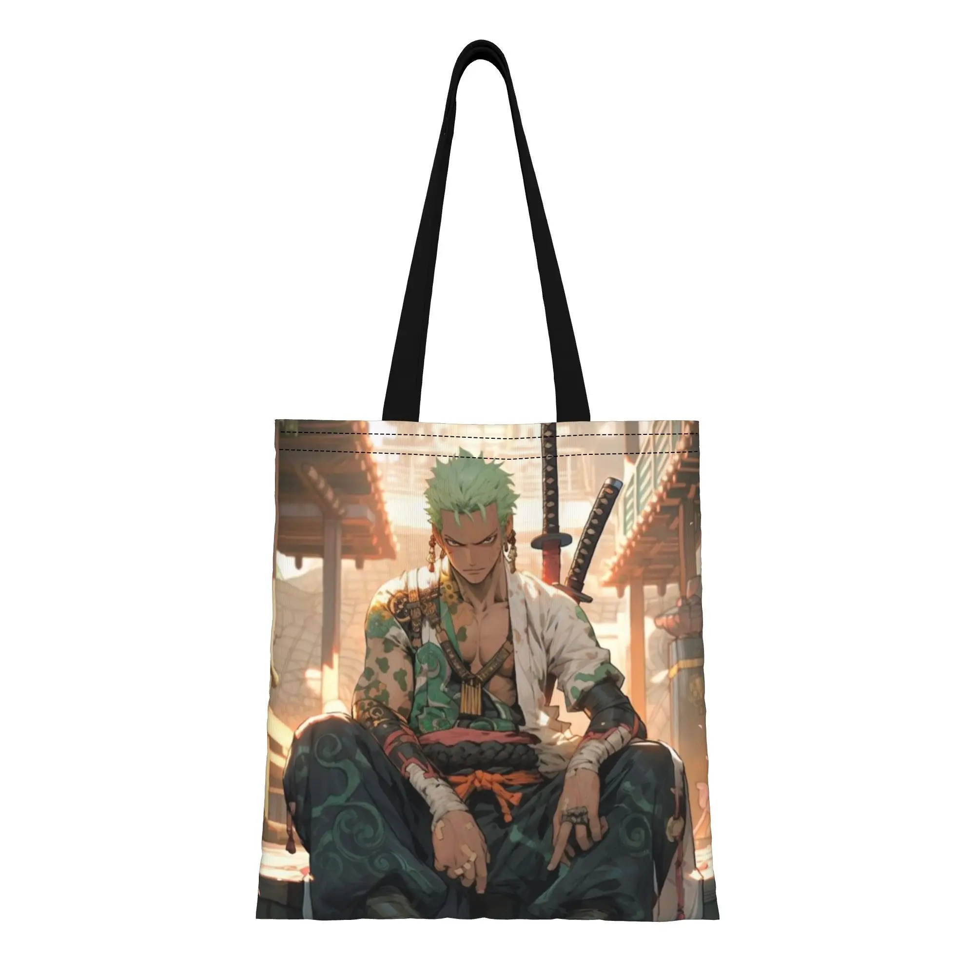 Back to school season Pirate King Anime One Piece Canvas Tote Bag Perfect for Travel Women's Top-Handle Bags