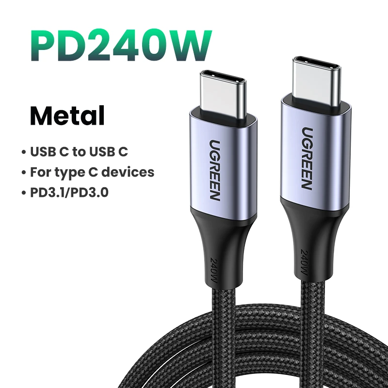 UGREEN 240W USB Type-C кабель для быстрой зарядки iPhone 15, Samsung S23, PS5 — фото товара