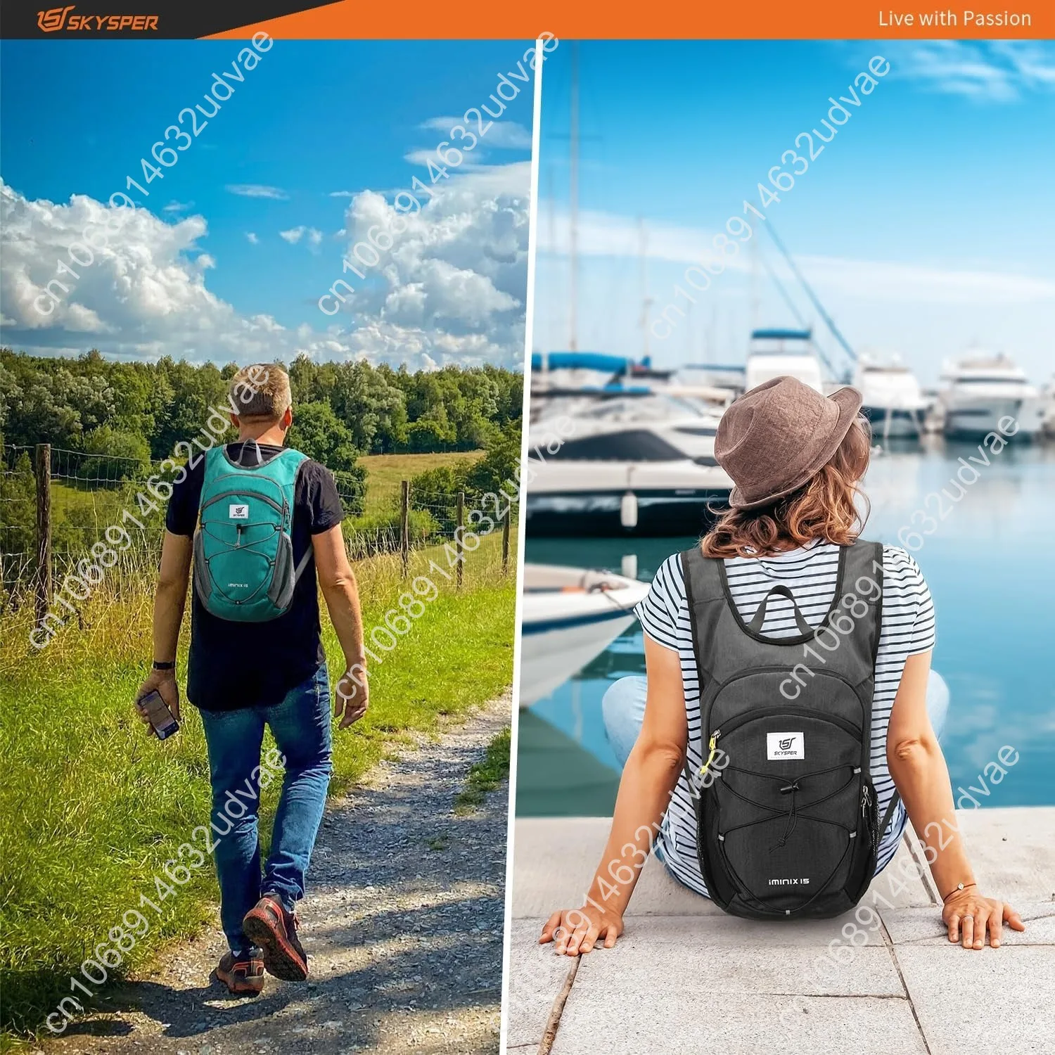 SKYSPER 15L/20L Foldable Hiking Backpack Lightweight Packable Travel Daypack with Chest Strap Small Folding Pack for Walking