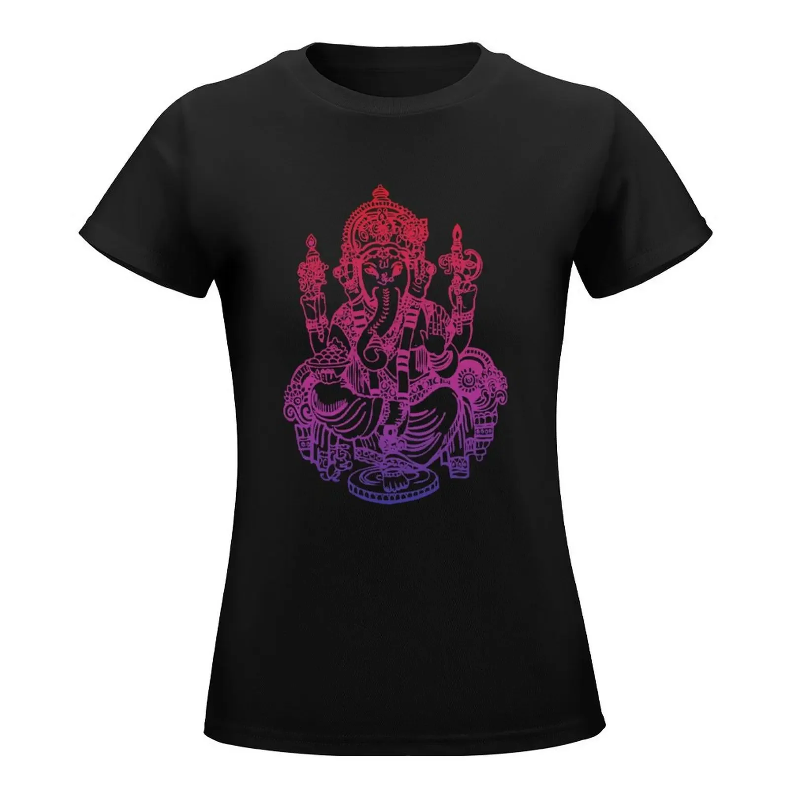 Camiseta con estampado de elefante ganish indio para mujer, blusa de moda coreana, ropa de mujer, ropa estética