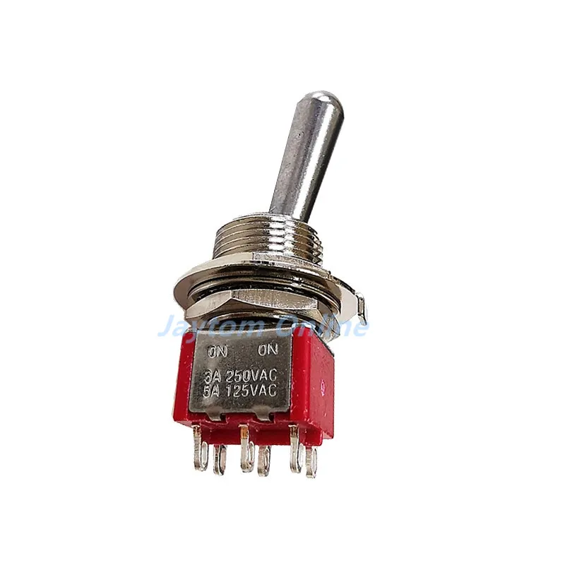 1pc SH T80-T 6Pins 2 3 Positions ON OFF ON Large Long Handle 12mm Panel Mount Mini Toggle Switch Locking Momentary 5A 125VAC