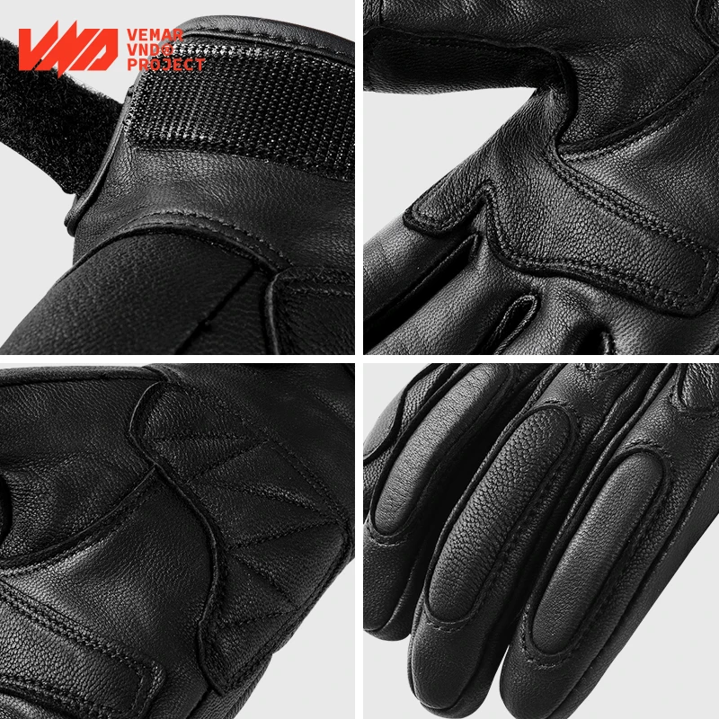 Newest VND Motorcycle Luvas Retro Fashion Leather Riding Gloves Touch Screen Cycling Guantes Moto Comfortable Motocross Gloves