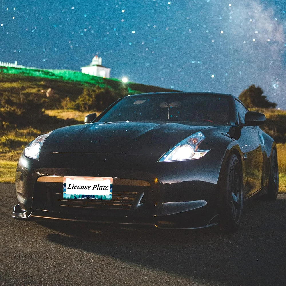 متعدد الألوان نمط الغابات 2 حفرة الألومنيوم إطار لوحة الرخصة 6x12 بوصة مع المسمار مجموعة الرجعية الجدة سيارة الديكور هدية #6