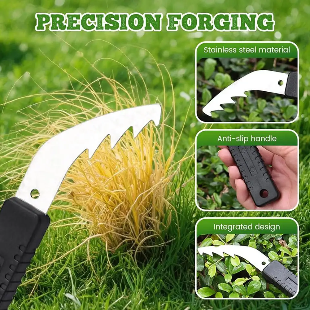 Manual Weed Remover Tool Grooved Anti-slip Handle Weed Puller Tool Garden Manual Weeding Tool Household Accessories Grass Hook