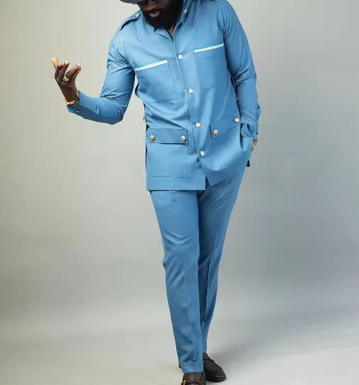 

New Style Men's Long-sleeved Solid Color Multi-pocket Button Suits, Arabian Dubai Abaya Middle East Men's Casual Suit Sets
