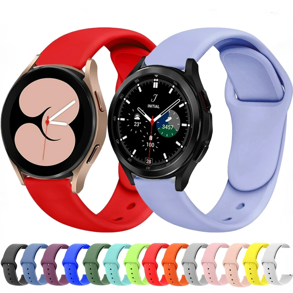 

Ремешок силиконовый 20 мм для Samsung Galaxy Watch 6/5/4 44 мм 40 мм/Classic 47 мм 43 мм 46 мм 42 мм, браслет для Samsung Watch 5 Pro 45 мм