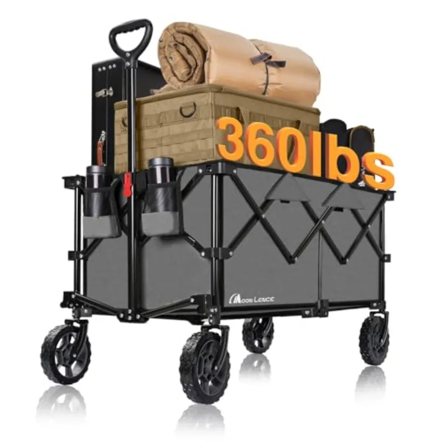 Carro plegable de alta resistencia para uso en jardín y exteriores con ruedas de playa todo terreno, asa ajustable, soporte para bebidas