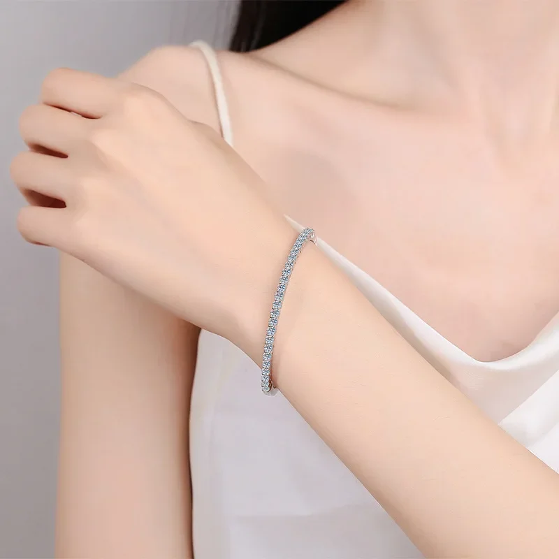 

18K gold inlaid diamond bracelet, PT950 platinum moissanite bracelet, 2.6carat gift fashionable girlfriend bracelet