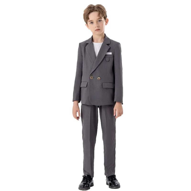 Children's Dress Suit Autumn British Style Fashion Boy's Children's Event Host Performance Costume Kids Blazer Pants Outfit