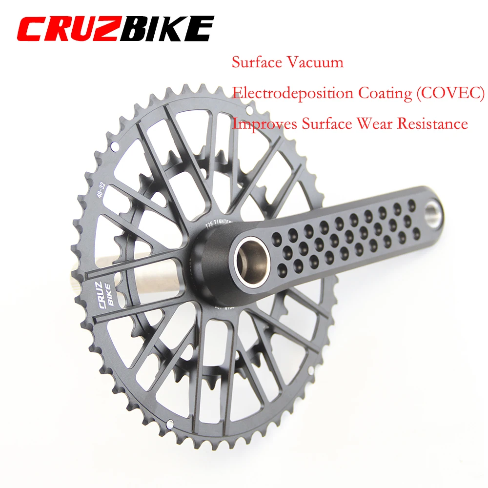 CRUZbike Road Bike Crankset 155/160/165/170/ Crank 9/10/11/12 Speed Double Chainring 46-30/48-32T with Bottom Bracket