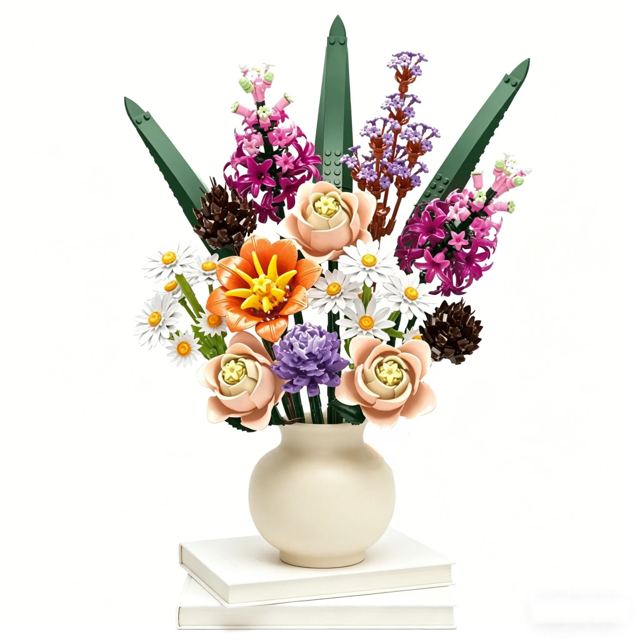 

1190PCS Flower Bouquet Building Blocks Daisy Rose Lavender Flower Bricks DIY Home Decor Artificial Flower Model Adult Girl Gift